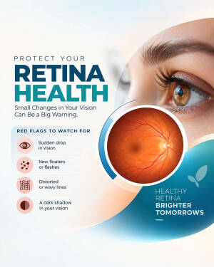 An eye health infographic highlighting the importance of retinal checkups and symptoms of vision loss.