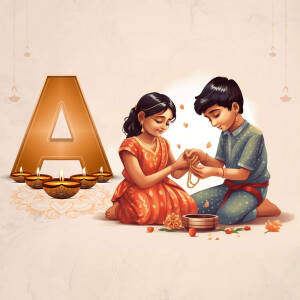 A brother tying a rakhi on his sister's wrist during Raksha Bandhan