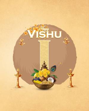 Vishu festival greeting with traditional elements