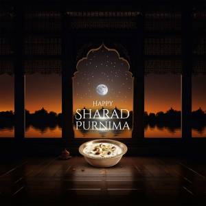 Sharad Purnima celebration with traditional sweets and a moonlit view
