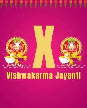 Vishwakarma Jayanti celebration image with deity and letter X