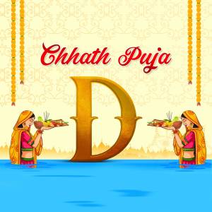 Chhath Puja festival illustration with women offering prayers