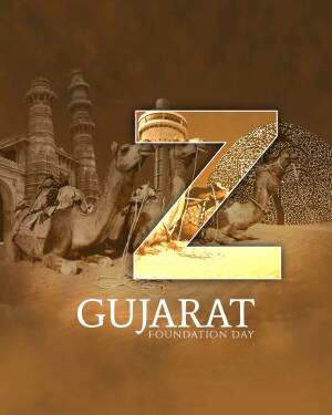 Image depicting Gujarat Foundation Day with the letter 'Z' and iconic landmarks.