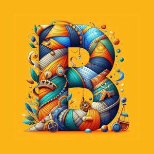Detailed illustration of the letter B with ornamental elements