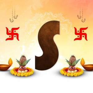 Dussehra celebration with Swastik symbol and traditional decorations