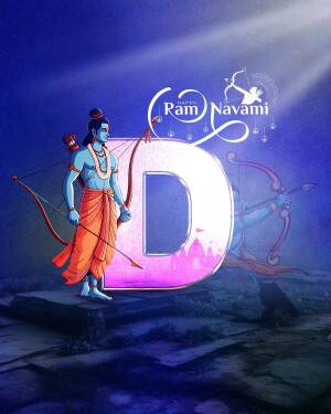 Lord Rama with a bow and arrow, celebrating Ram Navami