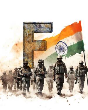 Indian army soldiers marching with the Indian flag and a prominent letter 'F' in the foreground.