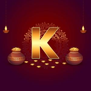Golden Letter K With Diwali Decorations Flyer For WhatsApp