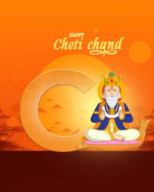 Illustration of Lord Jhulelal for Cheti Chand festival