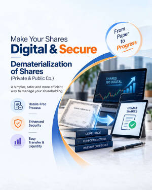 Infographic showing the benefits of share dematerialization for public and private companies