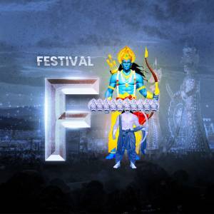 Lord Rama with Hanuman and a large 'F' for Festival