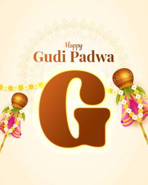 Gudi Padwa celebration with a large letter G and traditional decorations