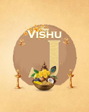 Vishu festival greeting with traditional elements