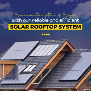 Solar panels installed on a rooftop with a blue sky background
