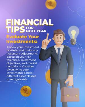 Illustration of a businessman with financial tips and coins