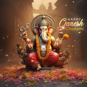 Happy Ganesh Chaturthi Celebration Social Media Post For X