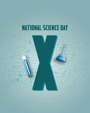 National Science Day graphic with science equipment and formulas