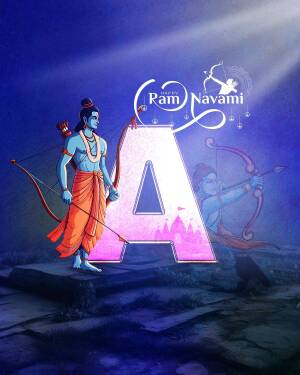 Lord Rama with the letter 'A' for Ram Navami