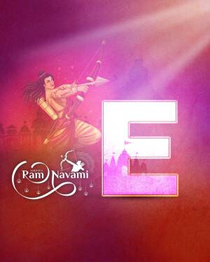 Illustration of Lord Rama aiming with a bow and arrow alongside the letter 'E' for Ram Navami