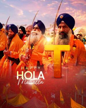 Sikh Nihang warriors celebrating Hola Mohalla with swords and flags