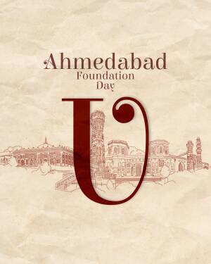 Ahmedabad Foundation Day celebration graphic with city skyline