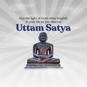 Image of a statue of a Jain Tirthankara with text 'Uttam Satya'