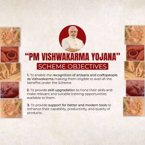 Image depicting the PM Vishwakarma Yojana scheme with Prime Minister Narendra Modi and images of artisans.