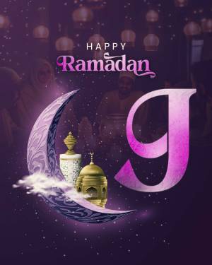 Ramadan Kareem greeting with crescent moon and mosque