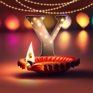 Letter Y illuminated with a Diwali diya lamp