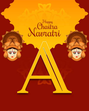 Chaitra Navratri greeting with Goddess Durga and the letter 'A'