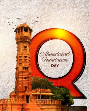 Image depicting the historic Sabarmati Riverfront and a celebration of Ahmedabad Foundation Day.