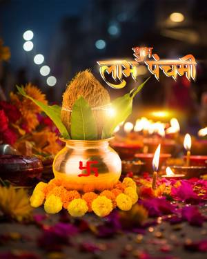 Laxmi Panchami Puja with Coconut and Flowers