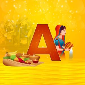 Diwali festival illustration with the letter A and traditional elements