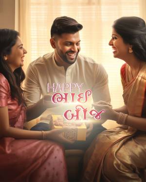 A brother and sister exchanging gifts on Bhai Dooj