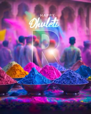 Colorful powders and a Dhulandi greeting during Holi festival