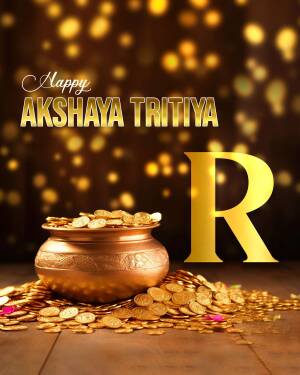 Akshaya Tritiya greeting with gold coins and pot