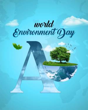 World Environment Day graphic with a letter A containing a landscape