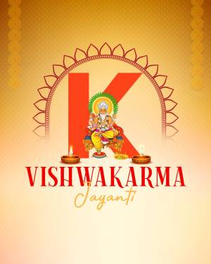 Vishwakarma Jayanti greeting with Lord Vishwakarma portrait