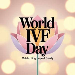 World IVF Day logo with a lotus flower design