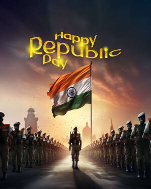 Indian flag waving with military personnel in the background