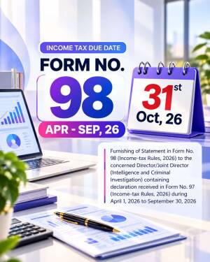 Income tax due date notification for Form 98 showing October 31st 2026 deadline
