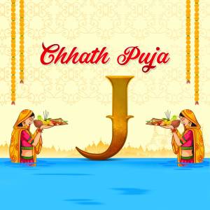 Chhath Puja festival illustration with women offering Arghya