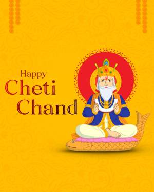 Illustration of Lord Jhulelal for Cheti Chand festival