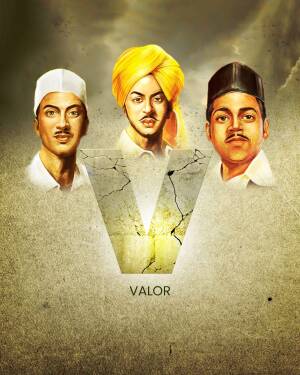 Portrait of Bhagat Singh, Sukhdev Thapar, and Shivaram Rajguru
