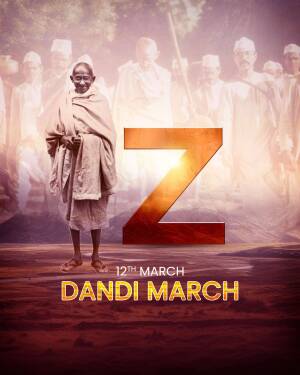 Poster commemorating the 95th anniversary of the Dandi March with Mahatma Gandhi and the letter 'Z'.
