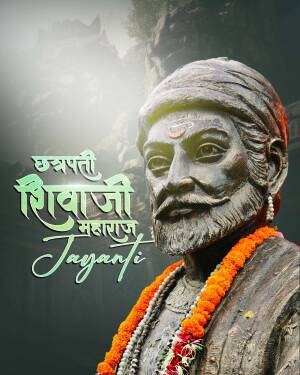 Portrait of Chhatrapati Shivaji Maharaj with festive text