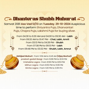 Dhanteras 2025 - Auspicious Timings Artwork For Instagram
