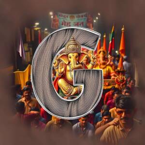 Letter 'G' with Lord Ganesha image, festive background