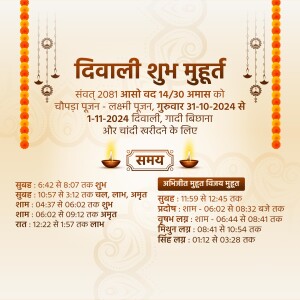 Diwali 2025 शुभ मुहूर्त Graphic For LinkedIn