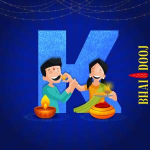 Illustration of a brother and sister celebrating Bhai Dooj